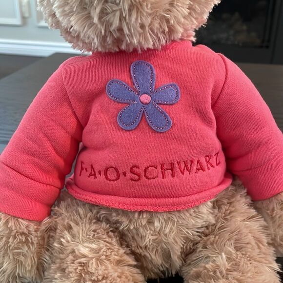 FAO Schwartz Bear Plush Brown Teddy Stuffed Animal Lovey Toy Pink Shirt Toy 16” - Picture 7 of 8